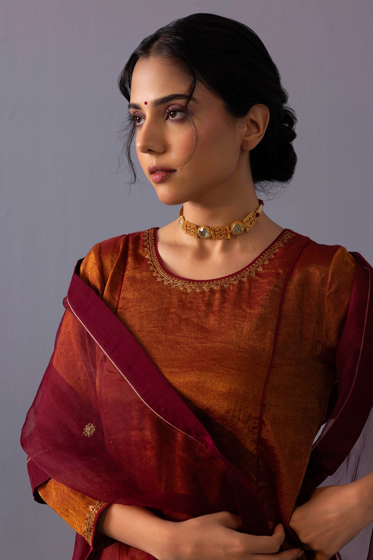 Red Round Sequins Kurta & Pants