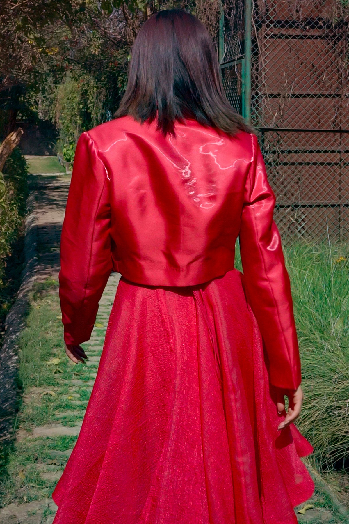Red Satin Full Sleeves Blazer