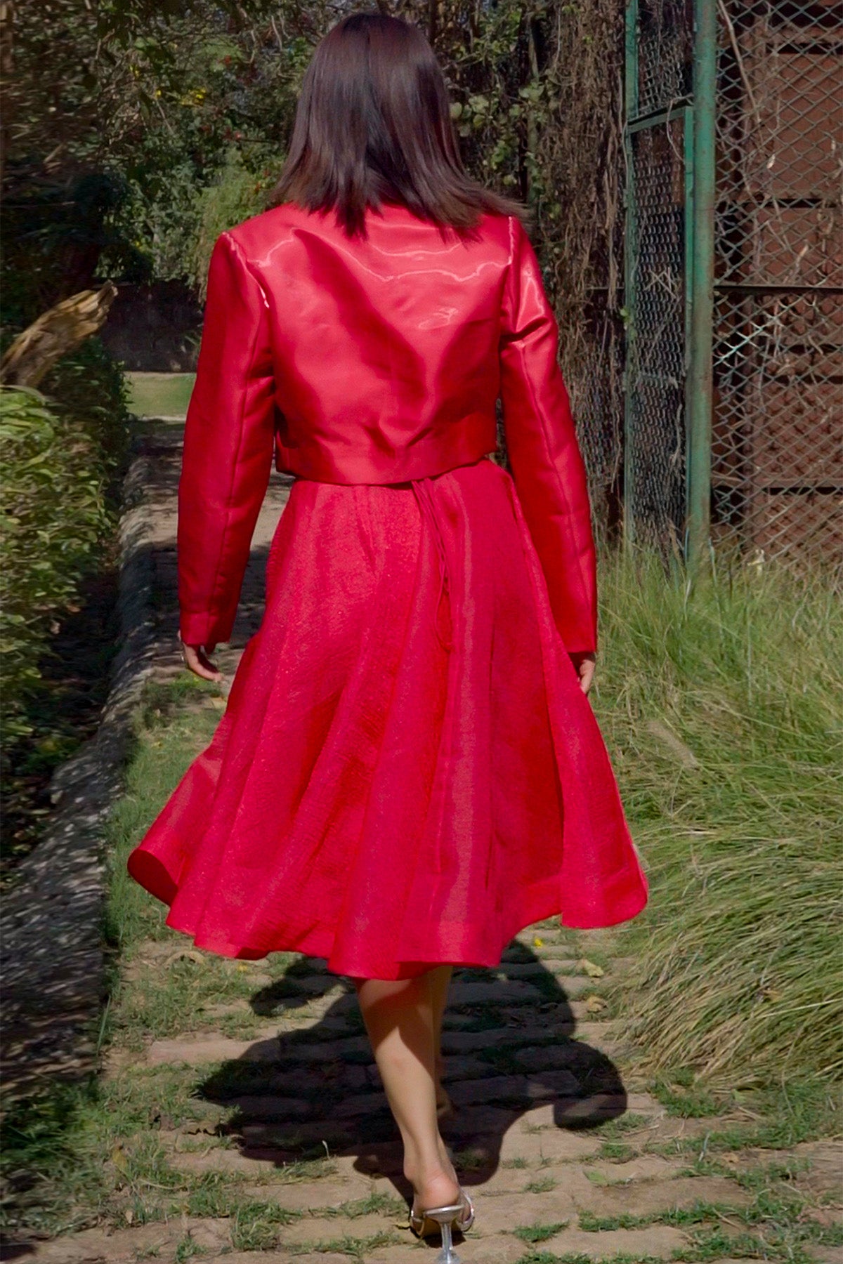 Red Satin Full Sleeves Blazer