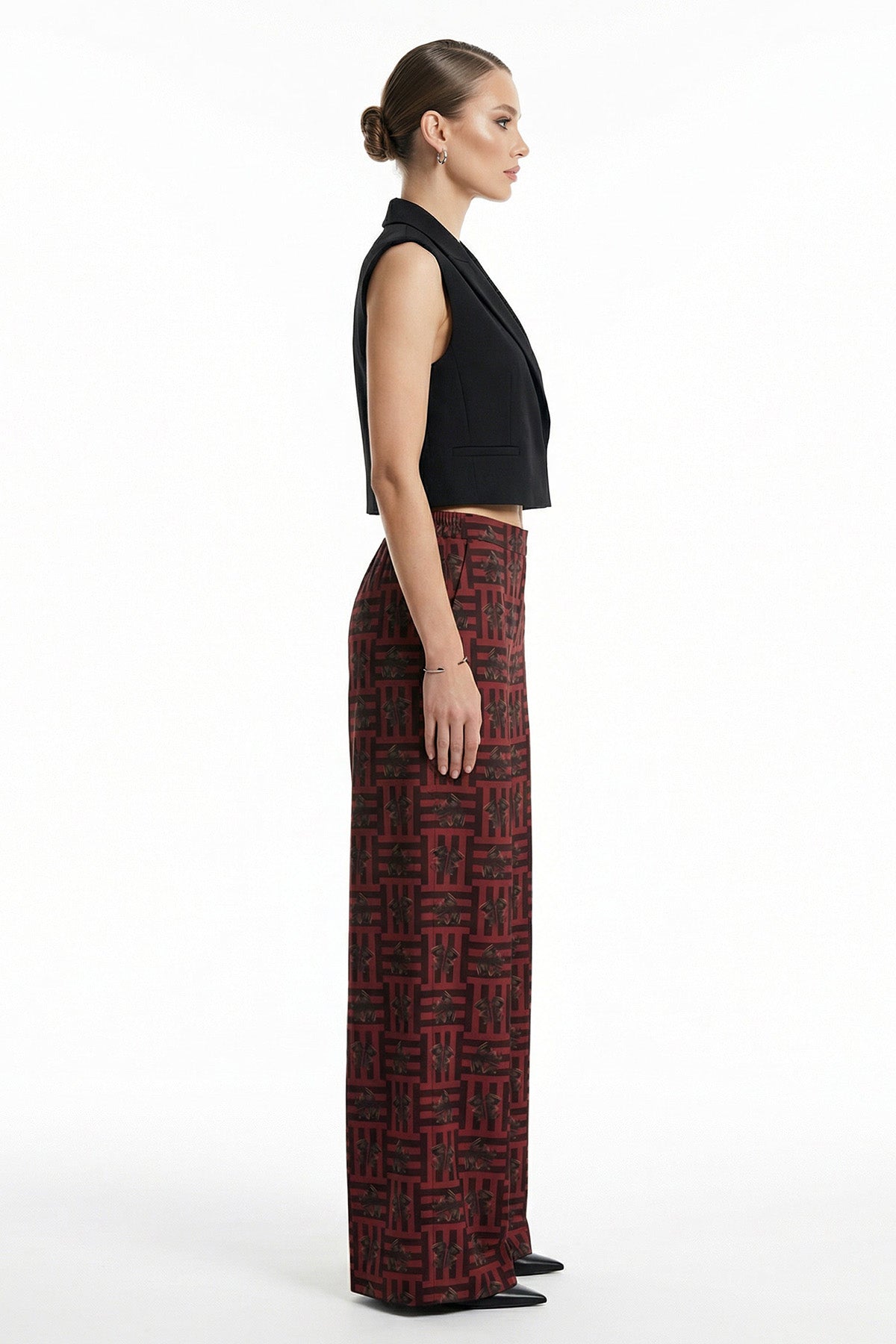 Red Satin Wide Leg Trouser Pant