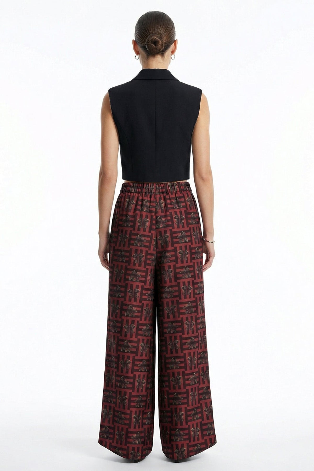 Red Satin Wide Leg Trouser Pant