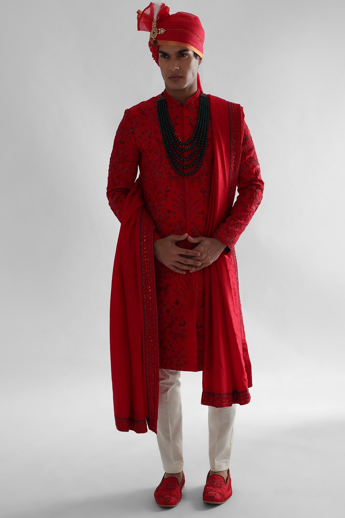 Buy Red Sequins Work Sherwani Set for men by Paarsh Atelier online available at scrollnshops