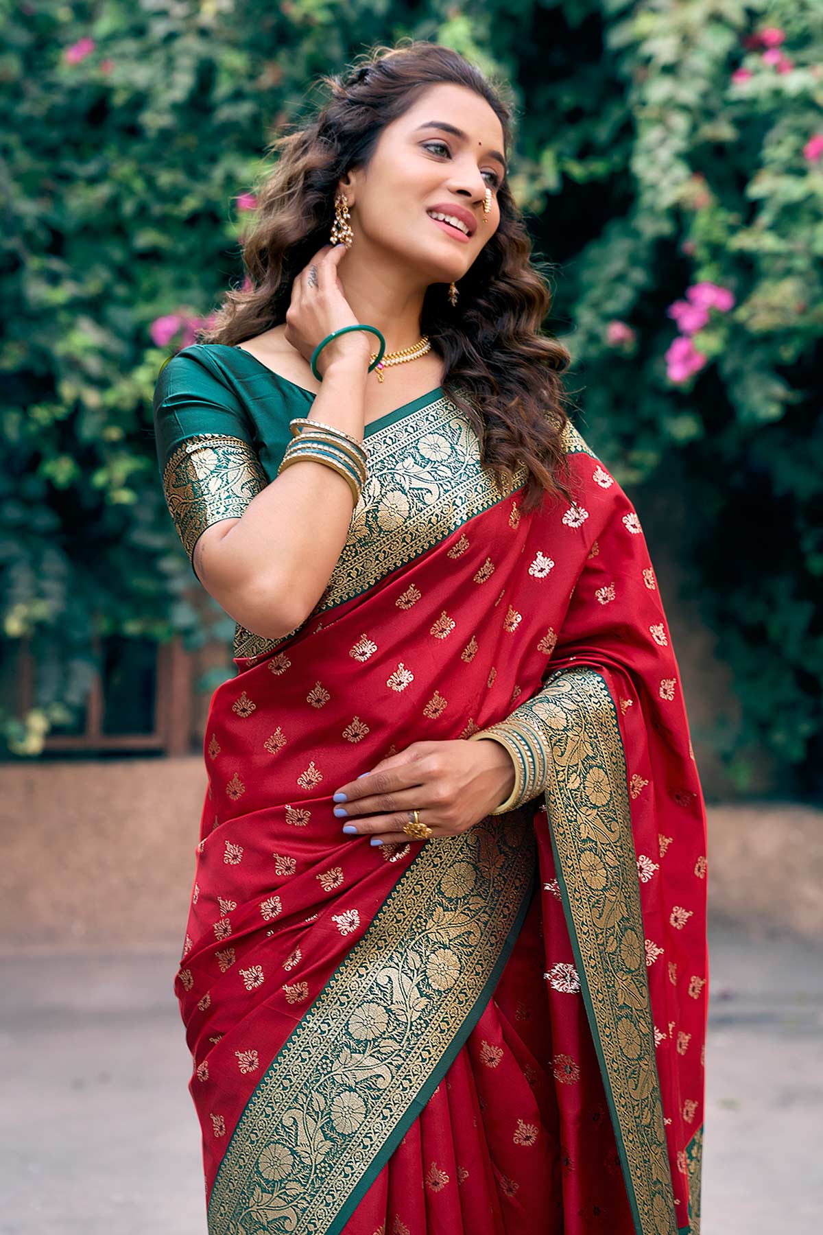 Silk Zari Red Woven Weave Saree