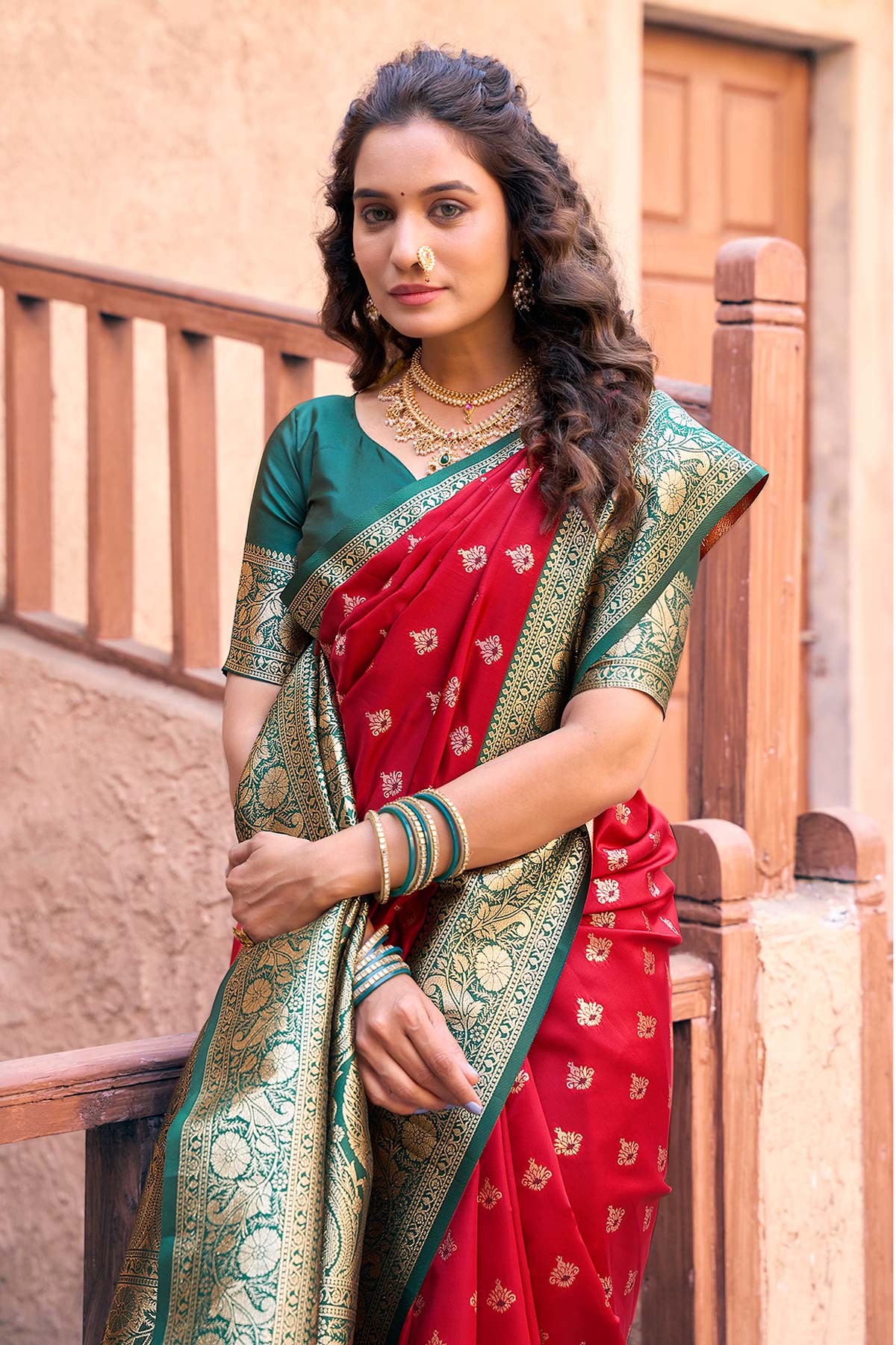Silk Zari Red Woven Weave Saree