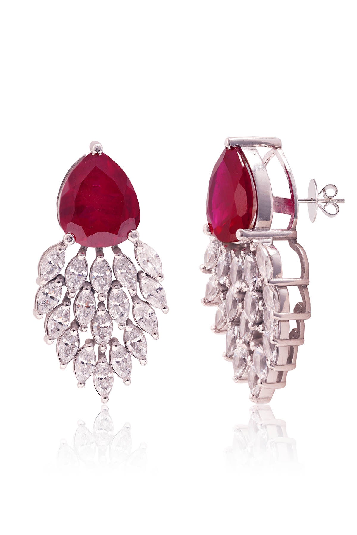 Buy Red Stone Embellished Danglers by Prata for women online at ScrollnShops