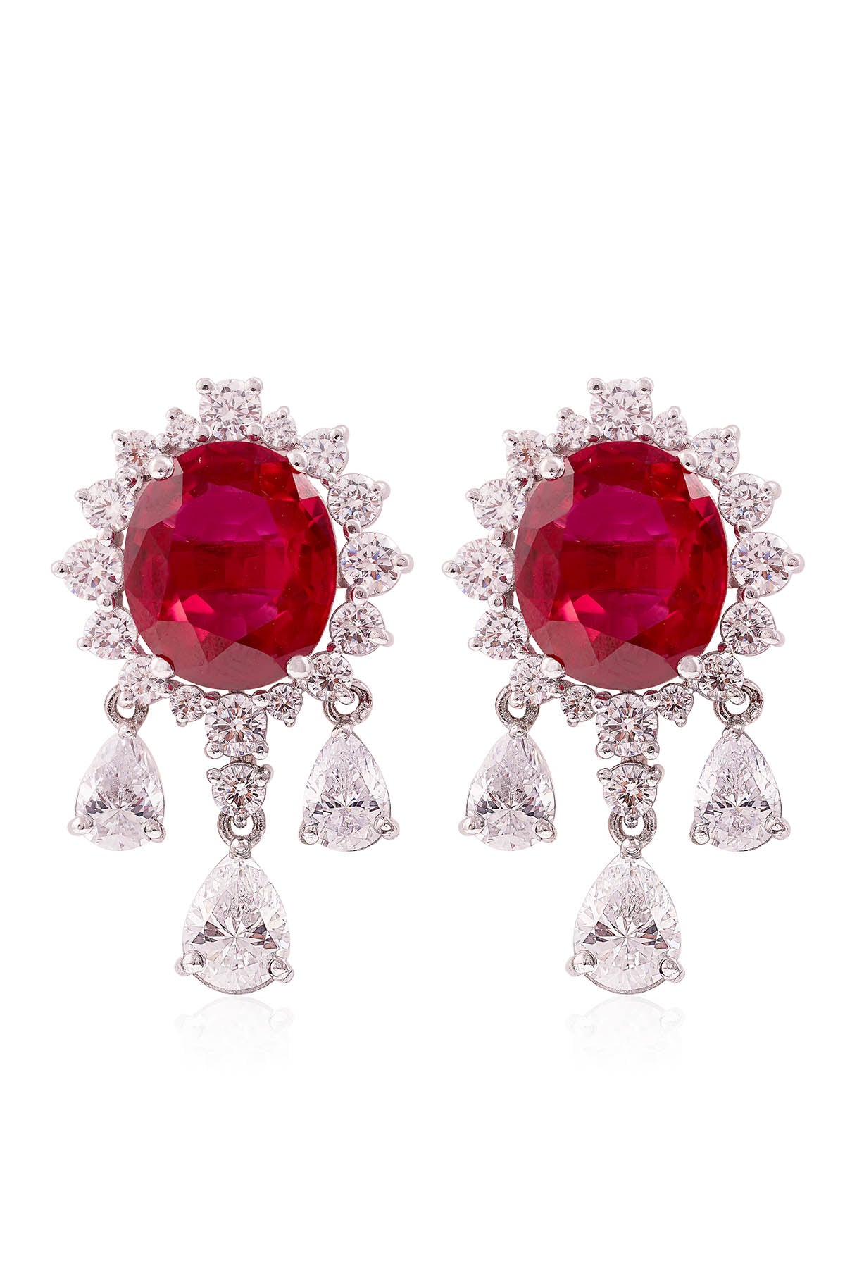 Red Stone Embellished Earrings