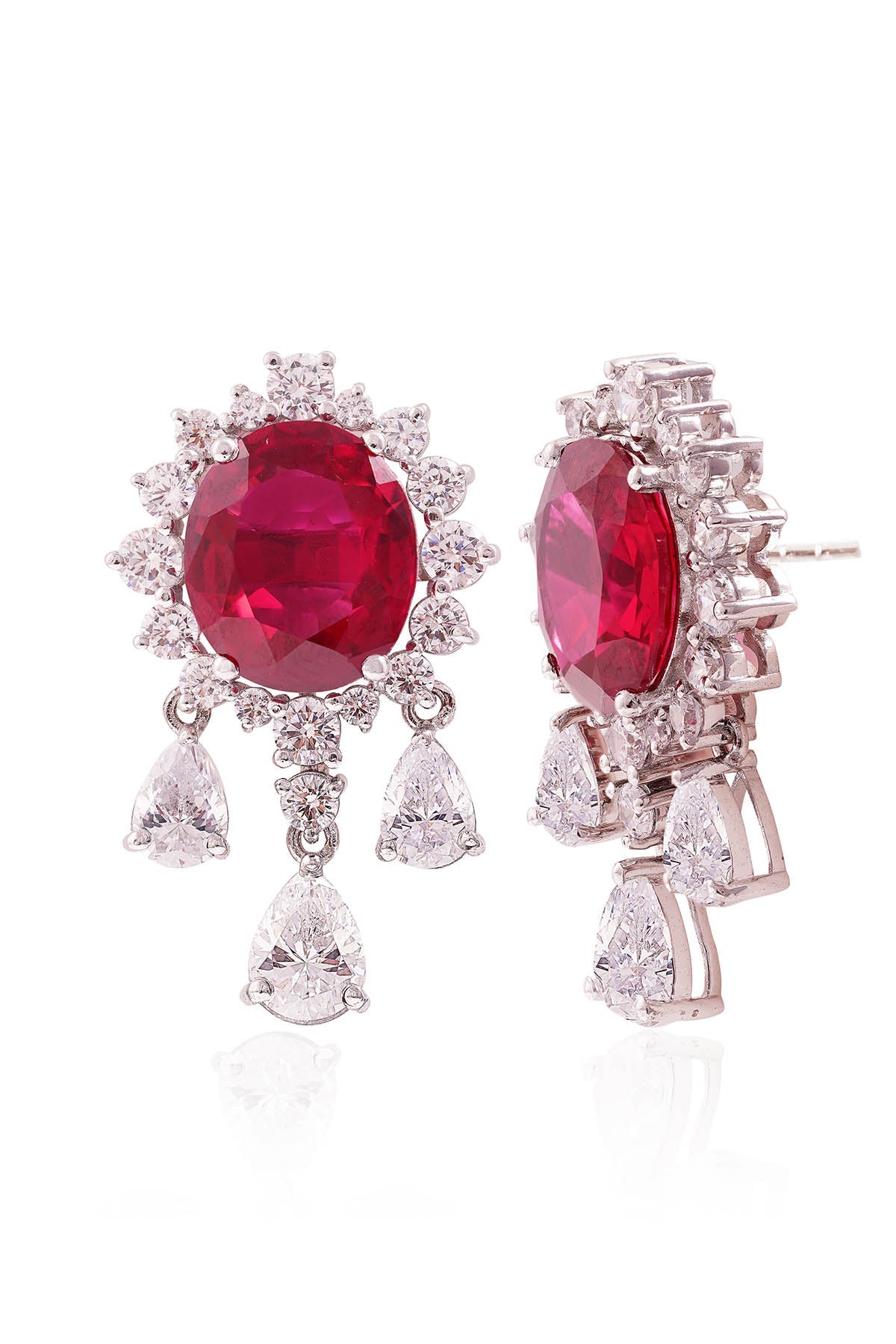 Buy Red Stone Embellished Earrings by Prata for women online at ScrollnShops