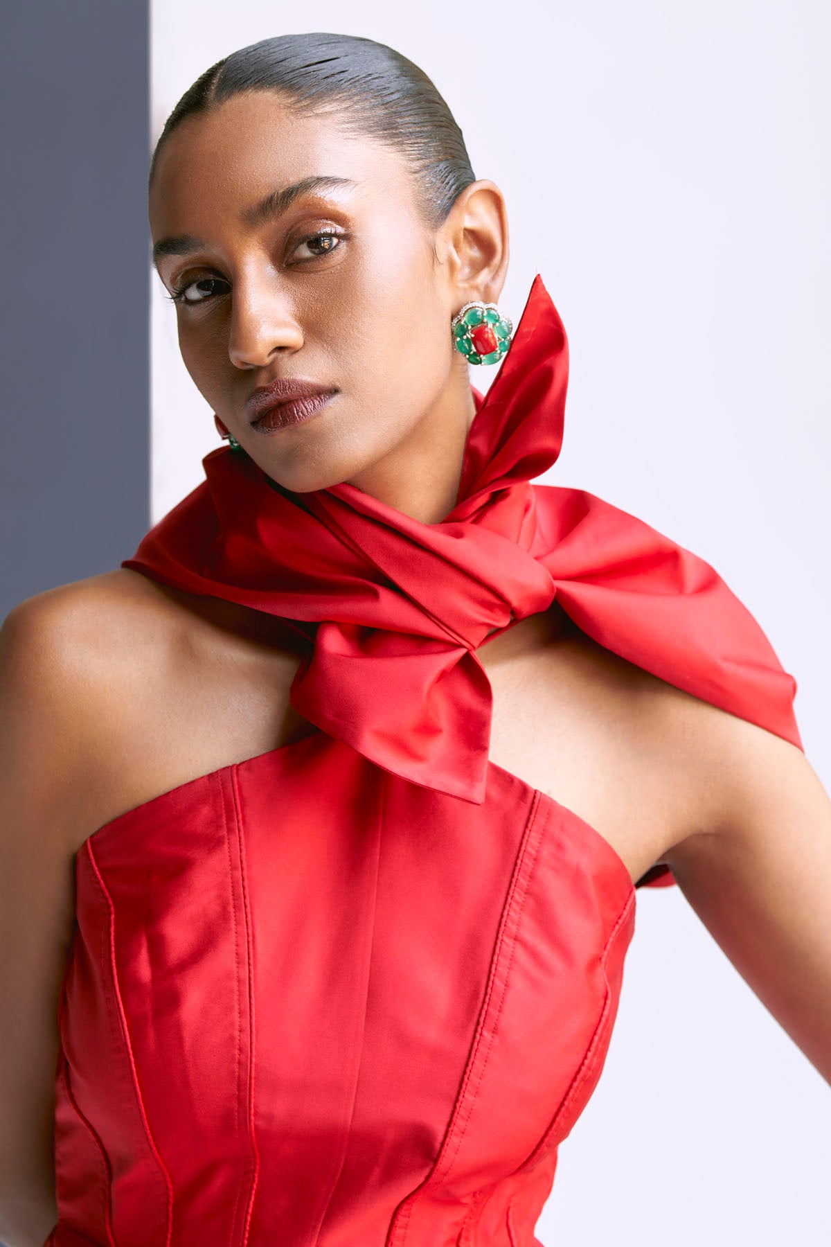 Red Strappy Midi Dress & Belt