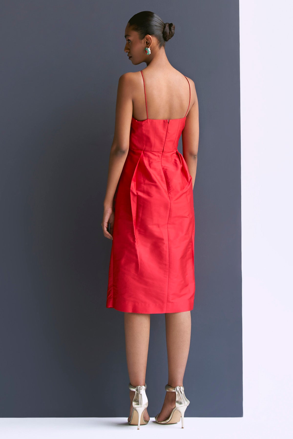 Red Strappy Midi Dress & Belt