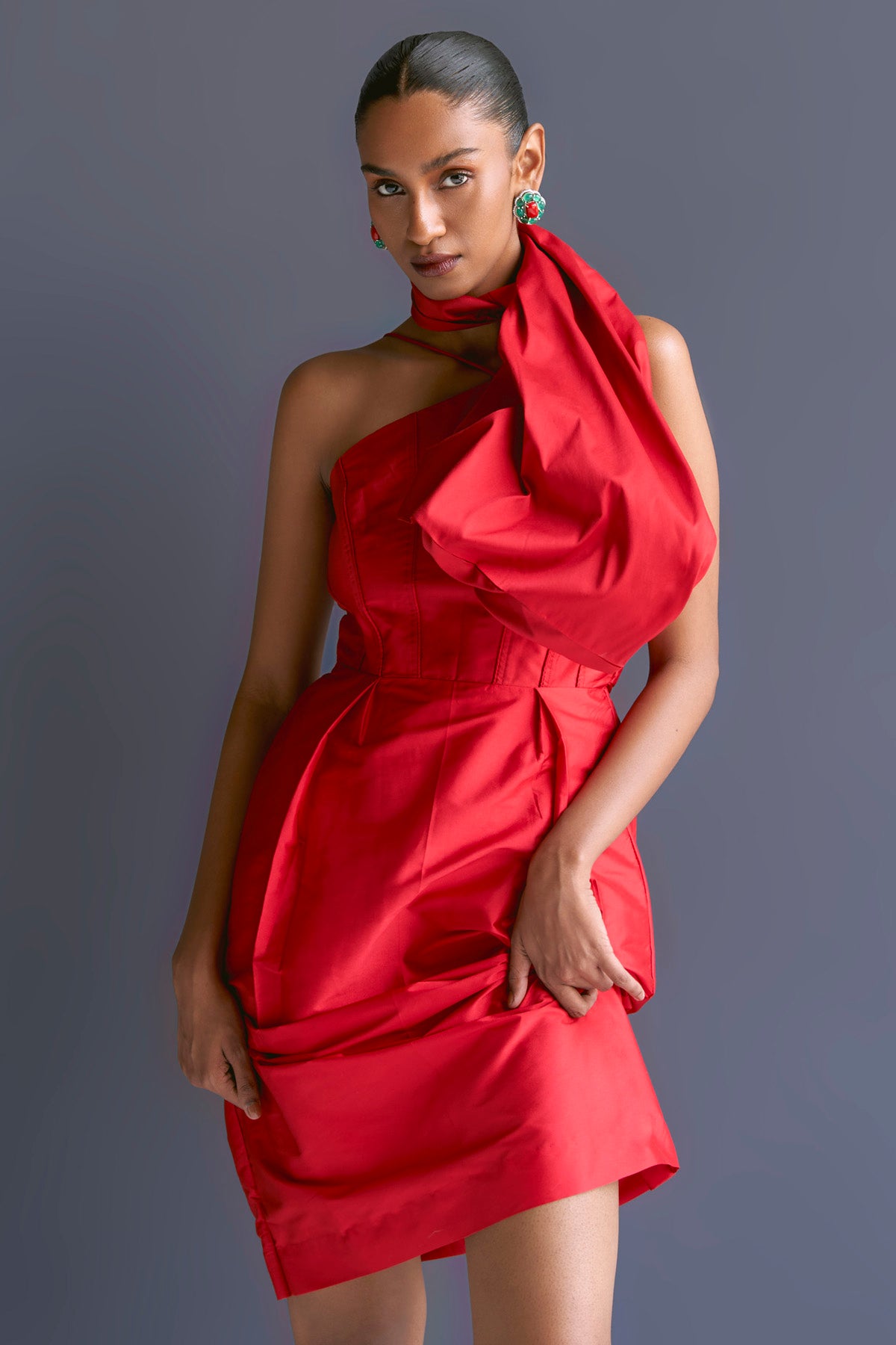 Red Strappy Midi Dress & Belt