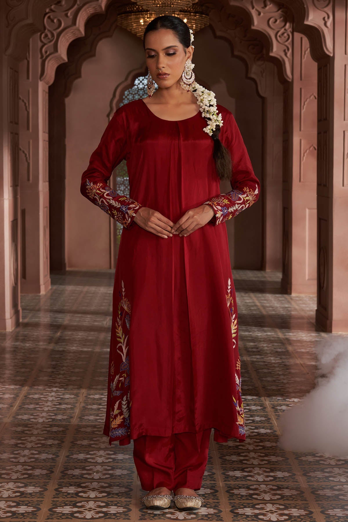 Megha Pitti Red Thread Embroidered Kurta Set for women online at ScrollnShops