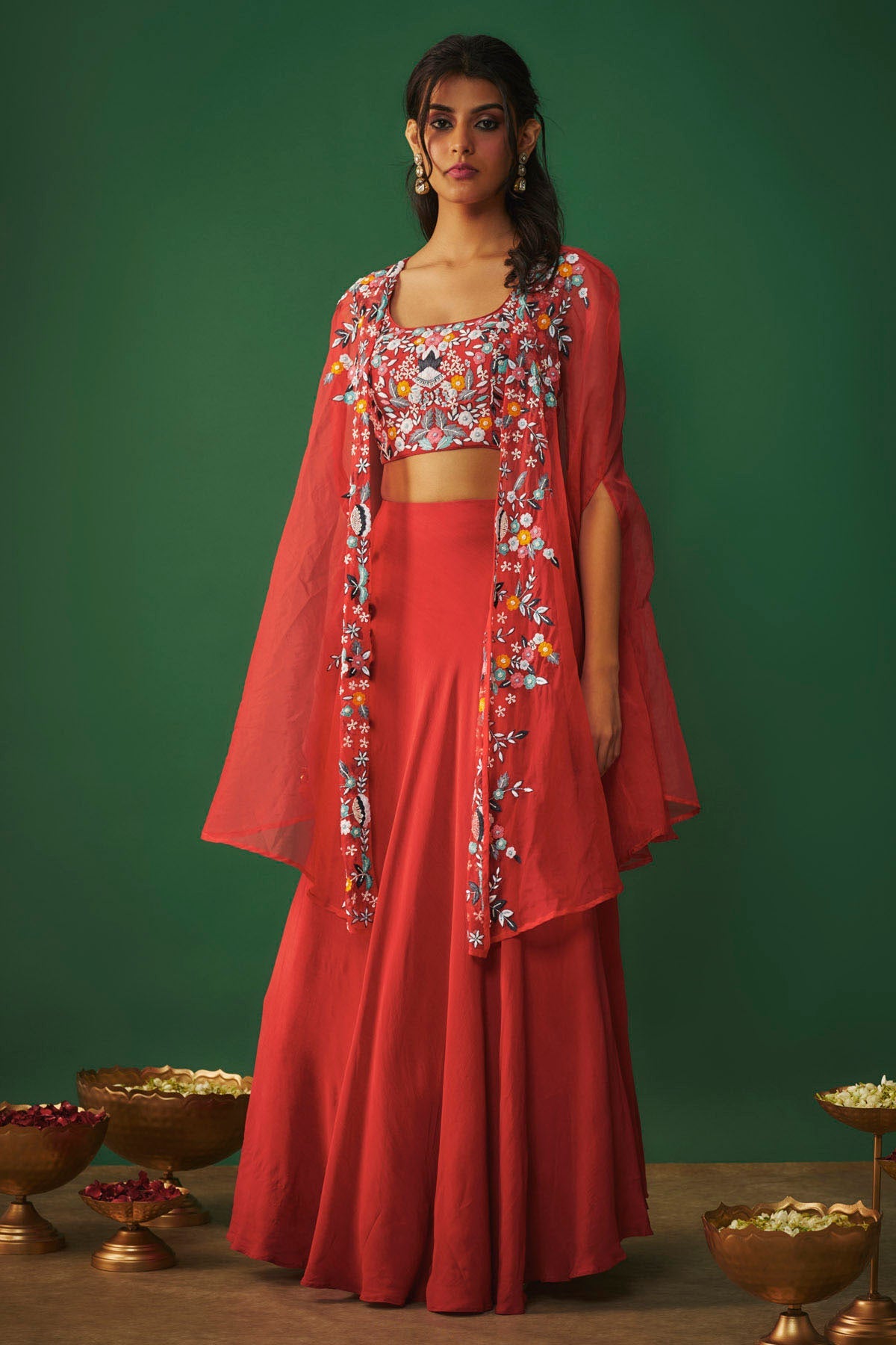 Mehak Murpana Red Thread Work Lehenga Set for Women Online at ScrollnShops