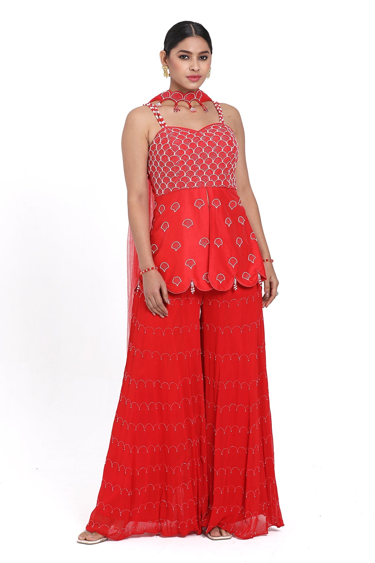Buy Red Thread Work Sharara Set by Nitisha Kashyapi for women online at ScrollnShops