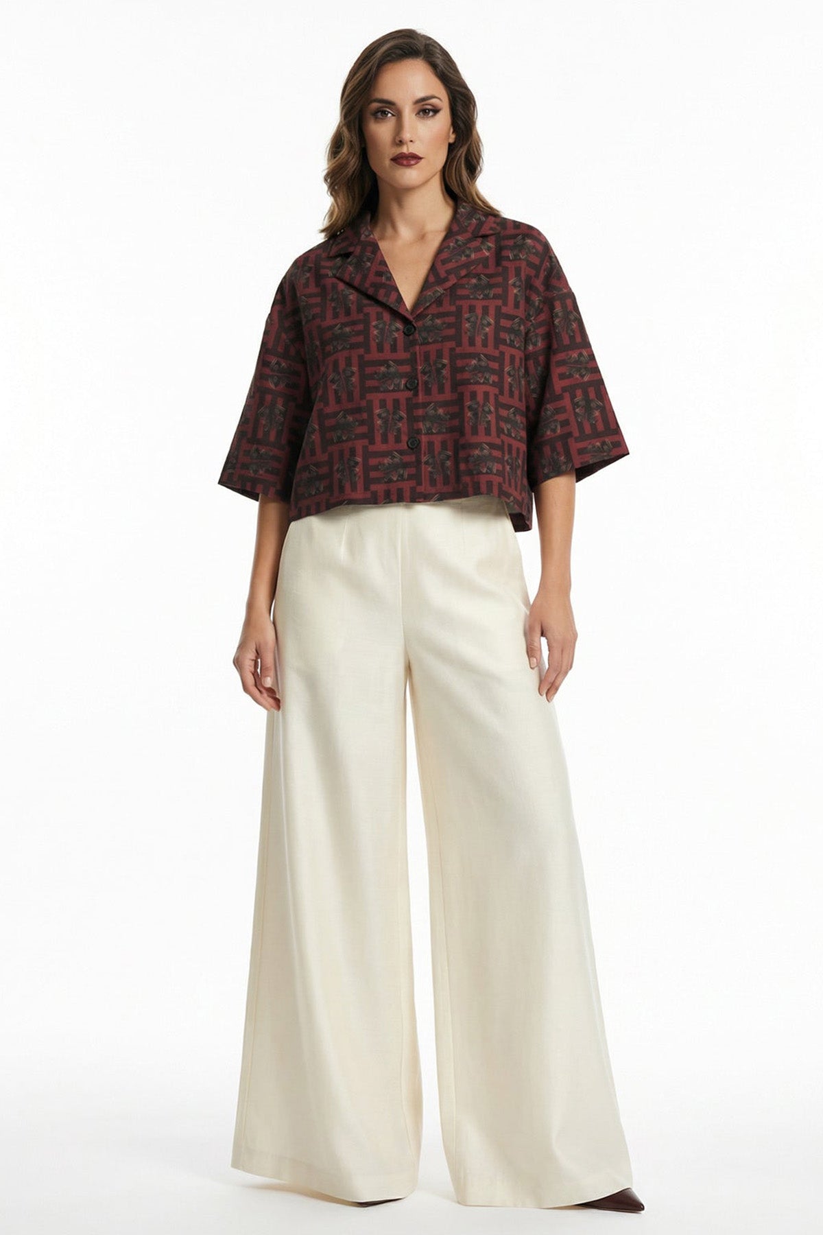 Buy Red Viscose Blend Crop Shirt for women by Tezhhomayaa online available at scrollnshops