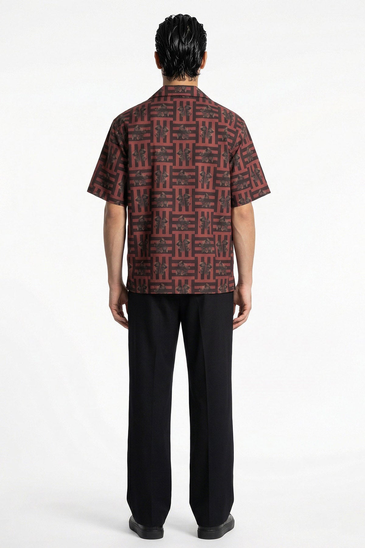 Red Viscose Blend Detail Shirt