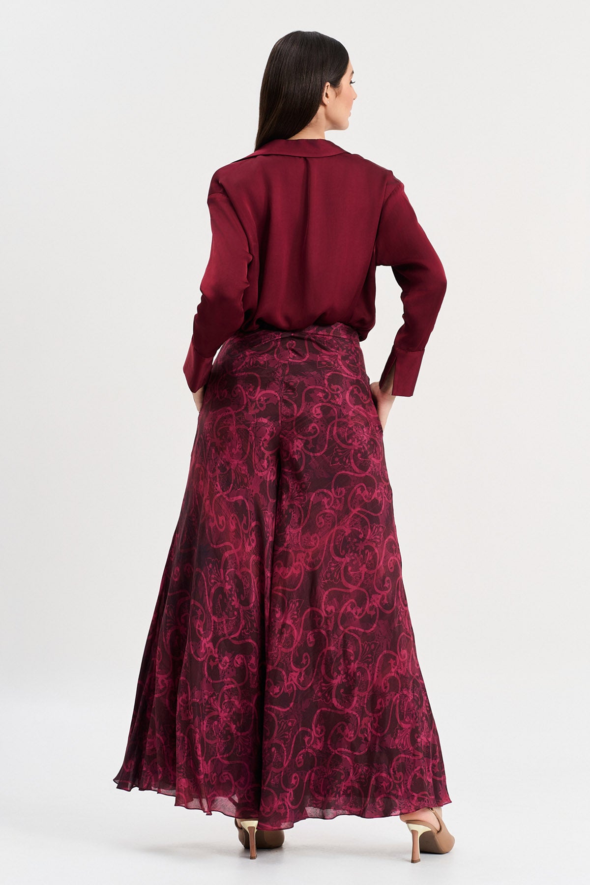 Red Viscose Full Sleeves Shirt