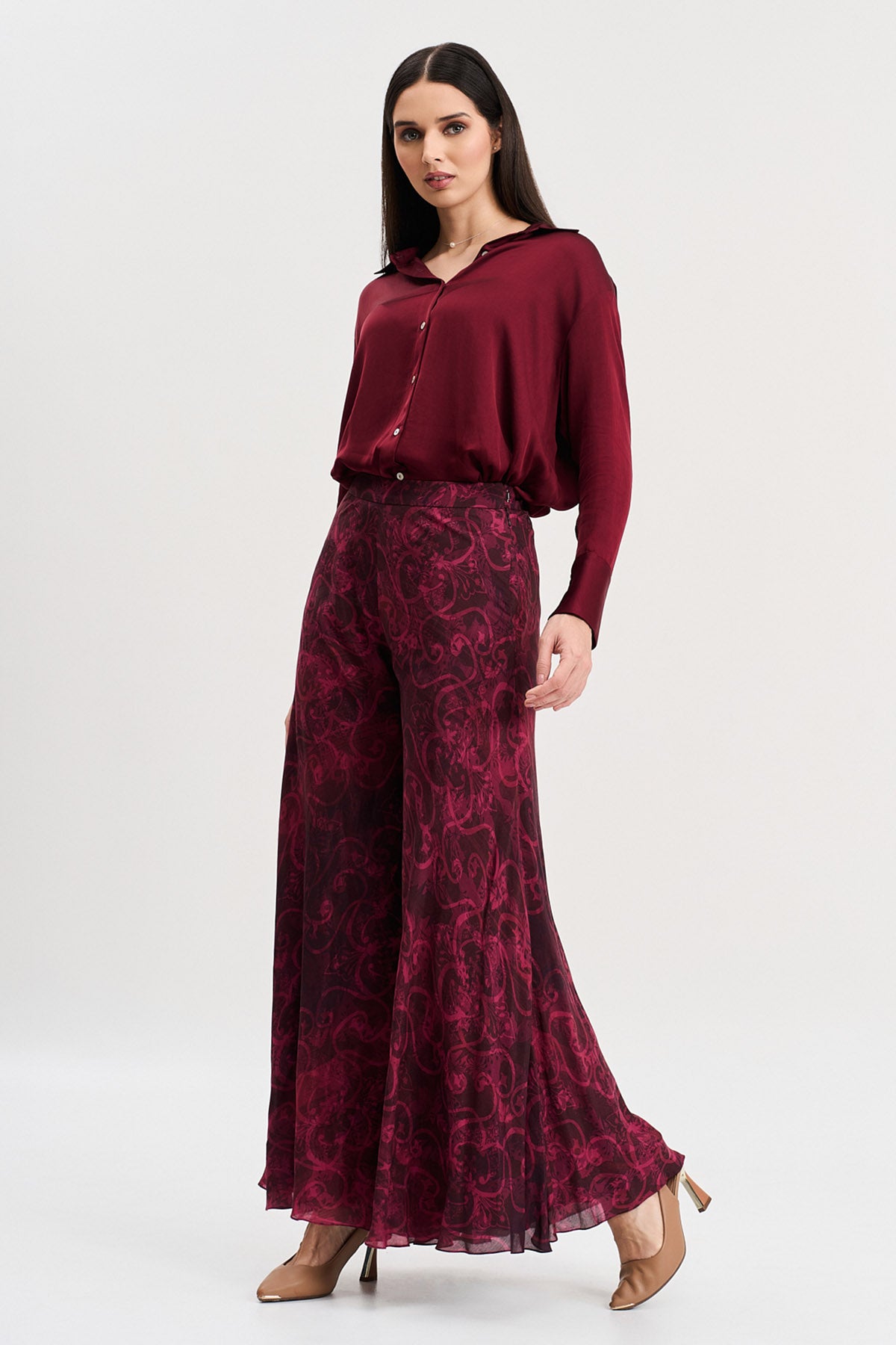 Red Viscose Full Sleeves Shirt