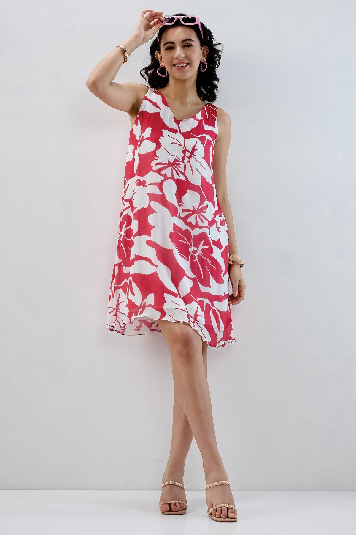 Buy Red White Back Tie Knot Dress for Women by SNEHA B Designer online available at scrollnshops