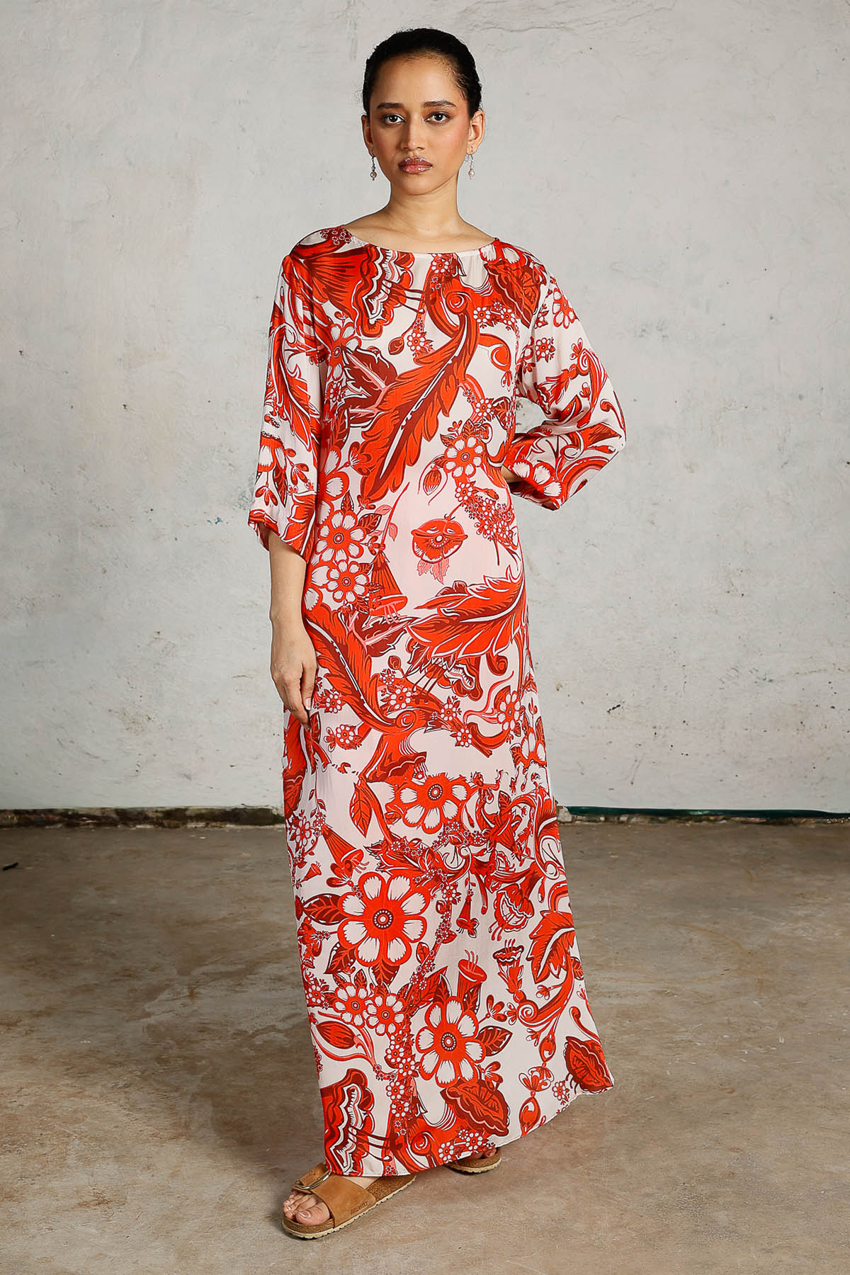 Buy Red & White Floral Leaf Dress for women by Saksham Neharicka online available at scrollnshops