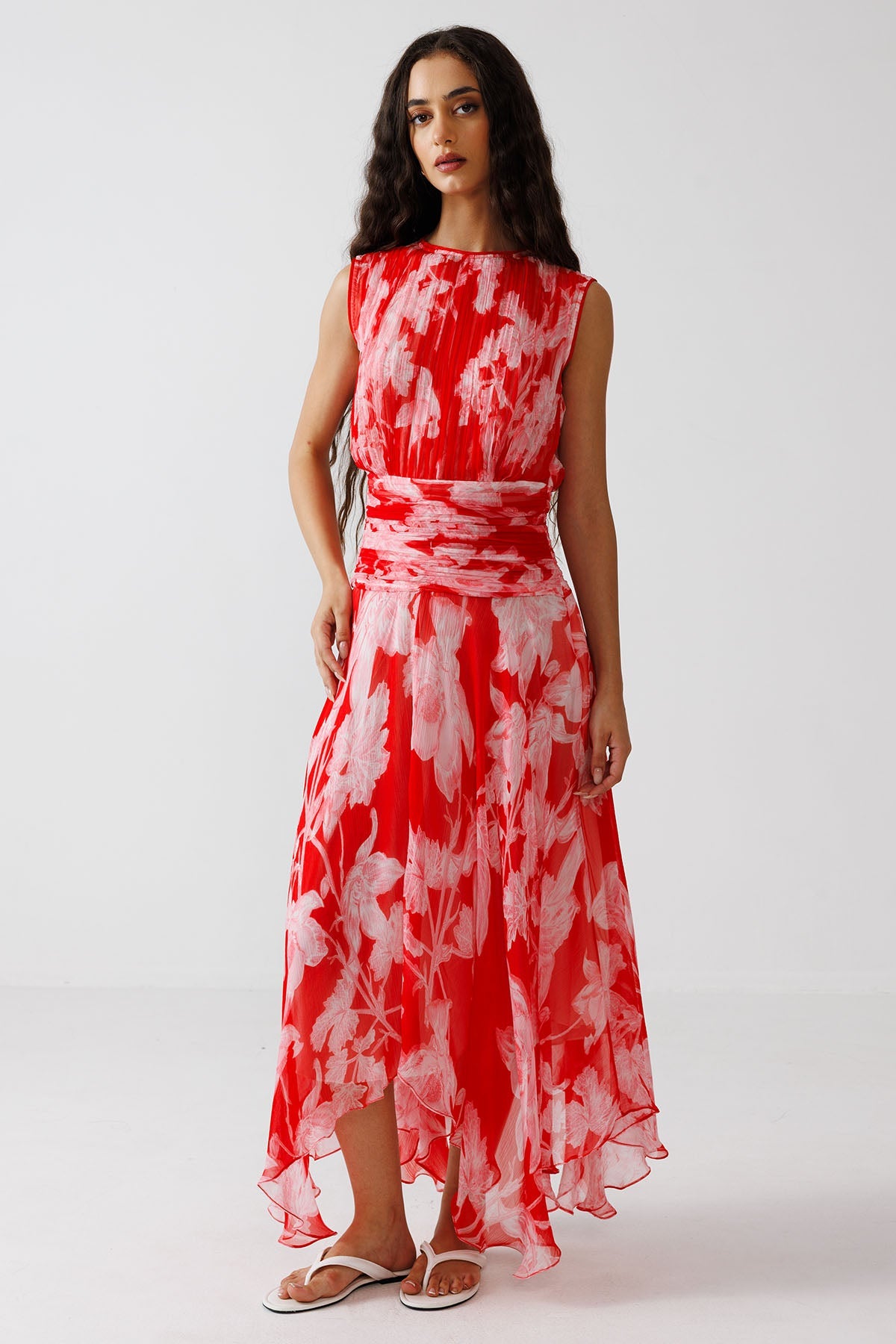 Buy Red White Floral Printed Dress for women by Reena Sharma online available at scrollnshops