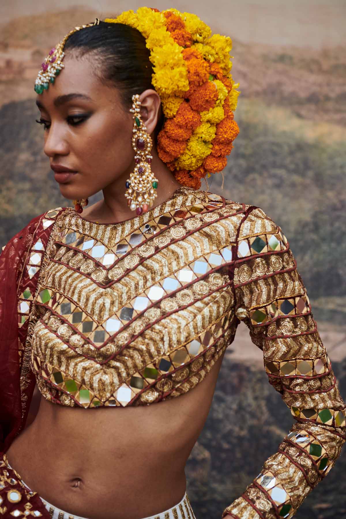 Red & White Gota Lehenga Set