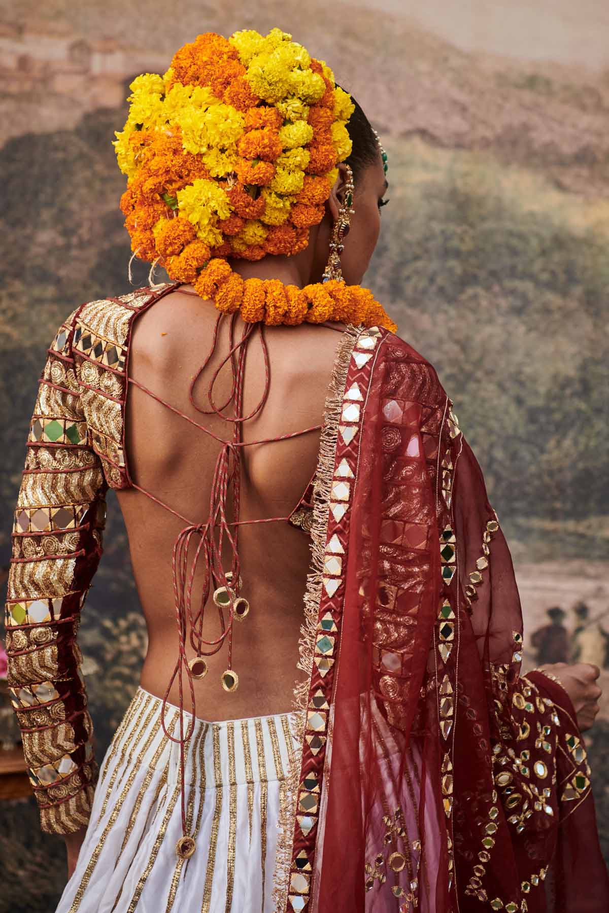 Red & White Gota Lehenga Set