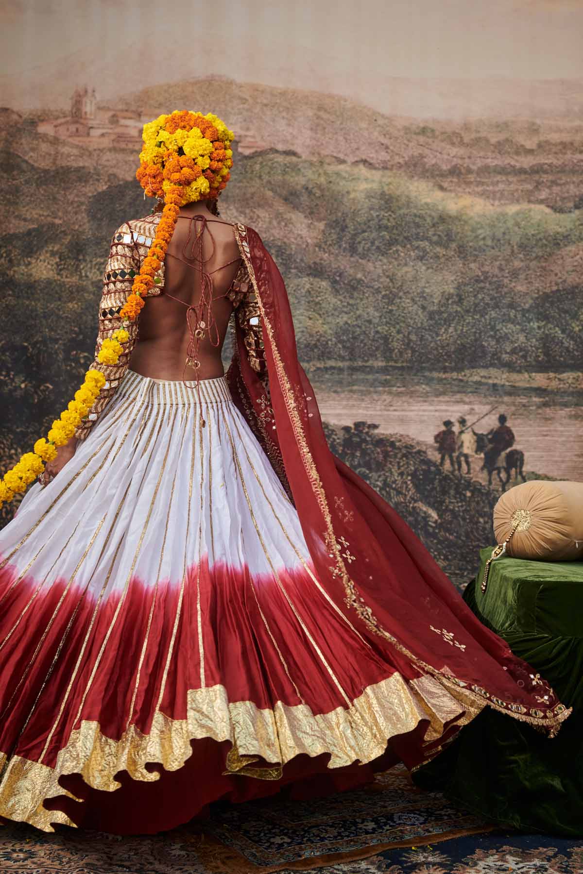 Red & White Gota Lehenga Set