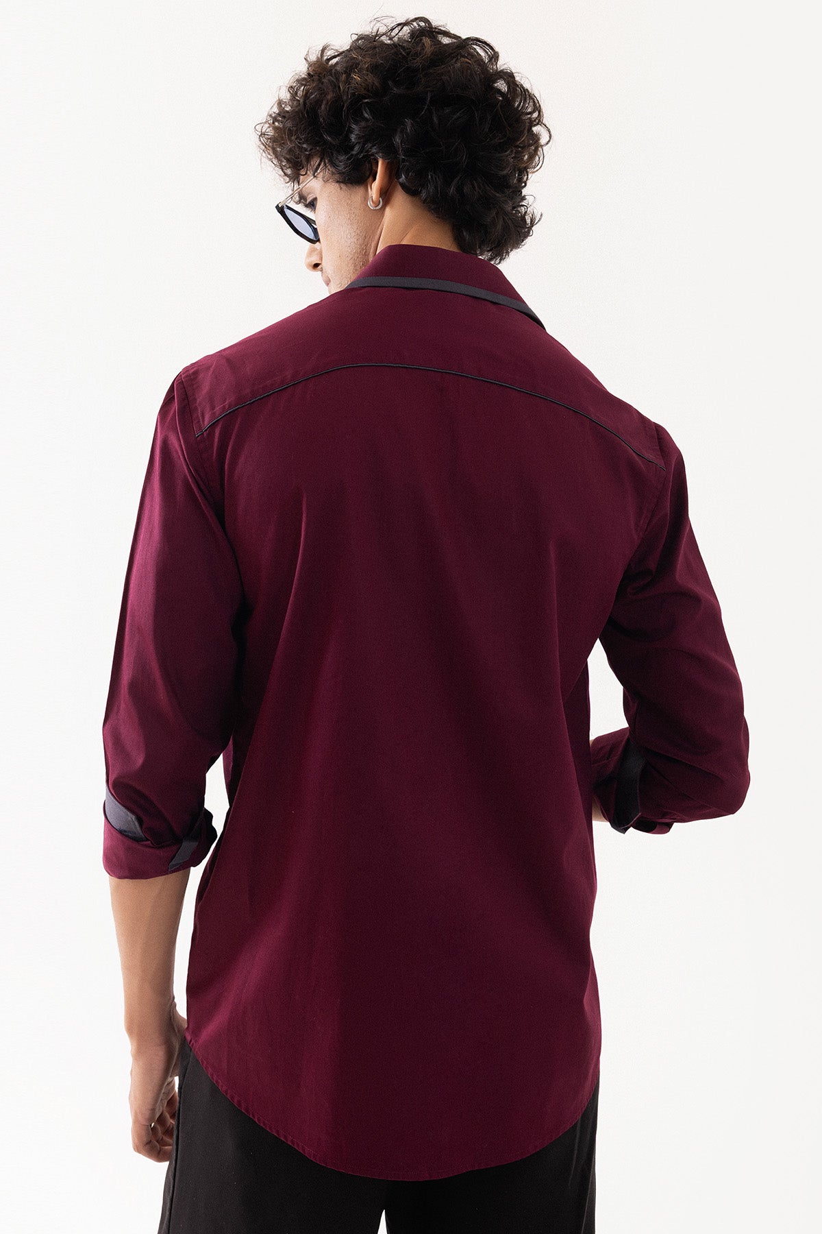 Red Wine Floral Motifs Shirt
