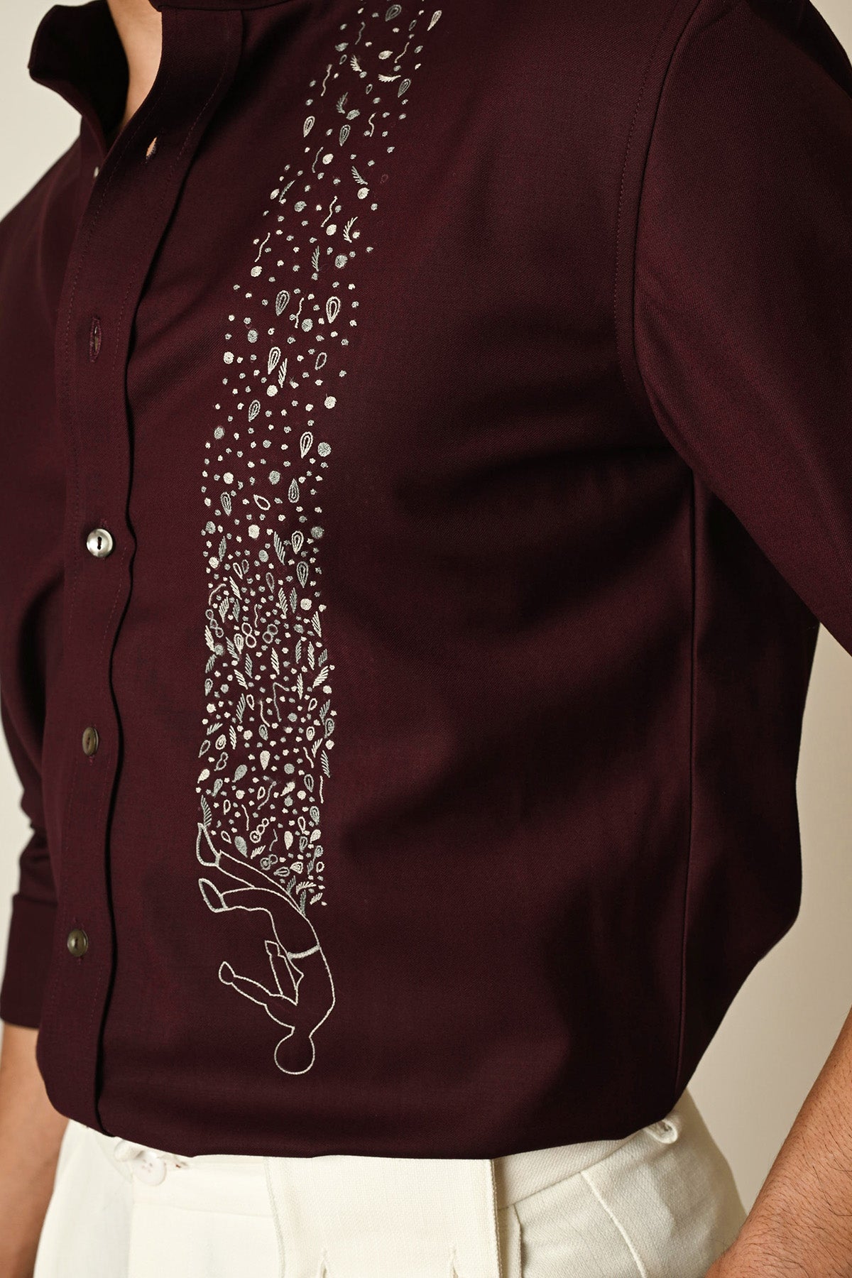 Red Wine Terrycot Thread Shirt