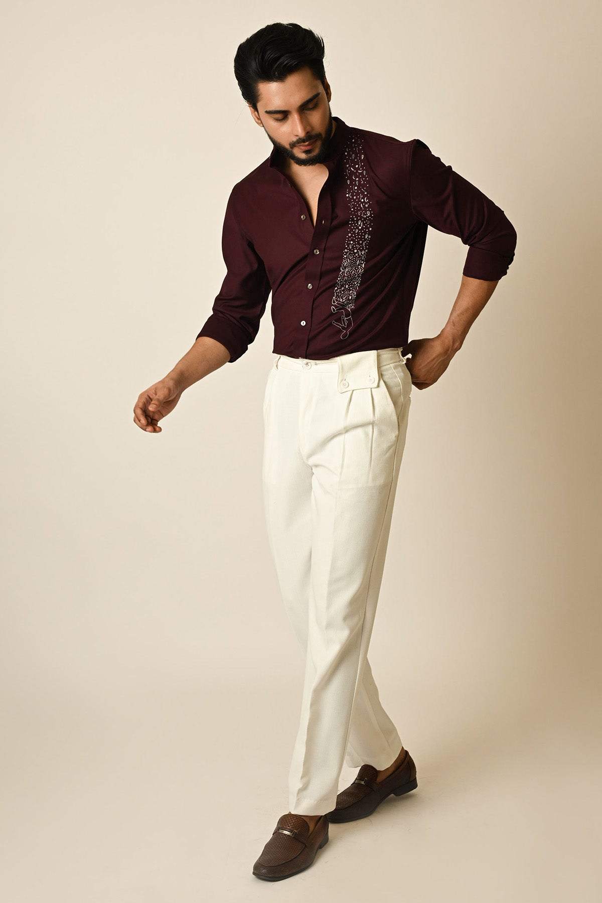 Red Wine Terrycot Thread Shirt