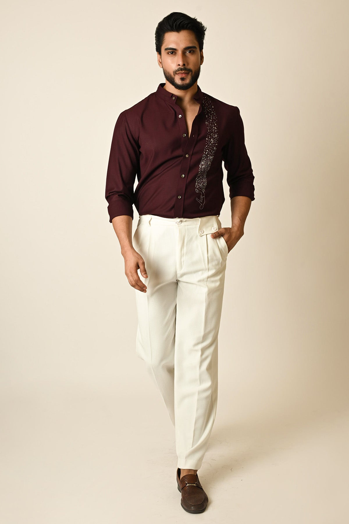 Red Wine Terrycot Thread Shirt