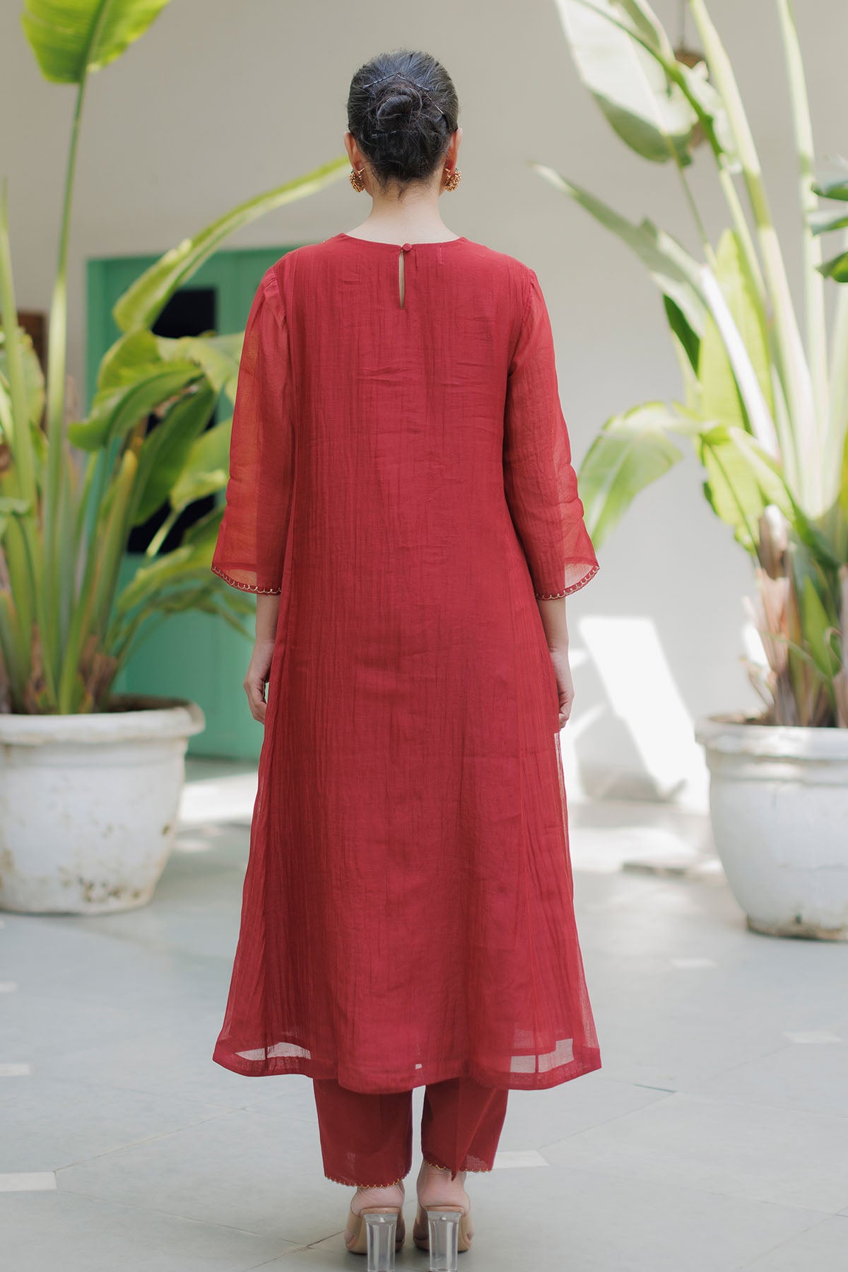 Red Zardosi Detail Kurta Set