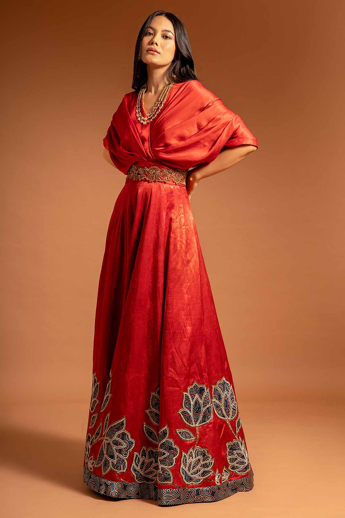Red Zardosi Embroidered Gown