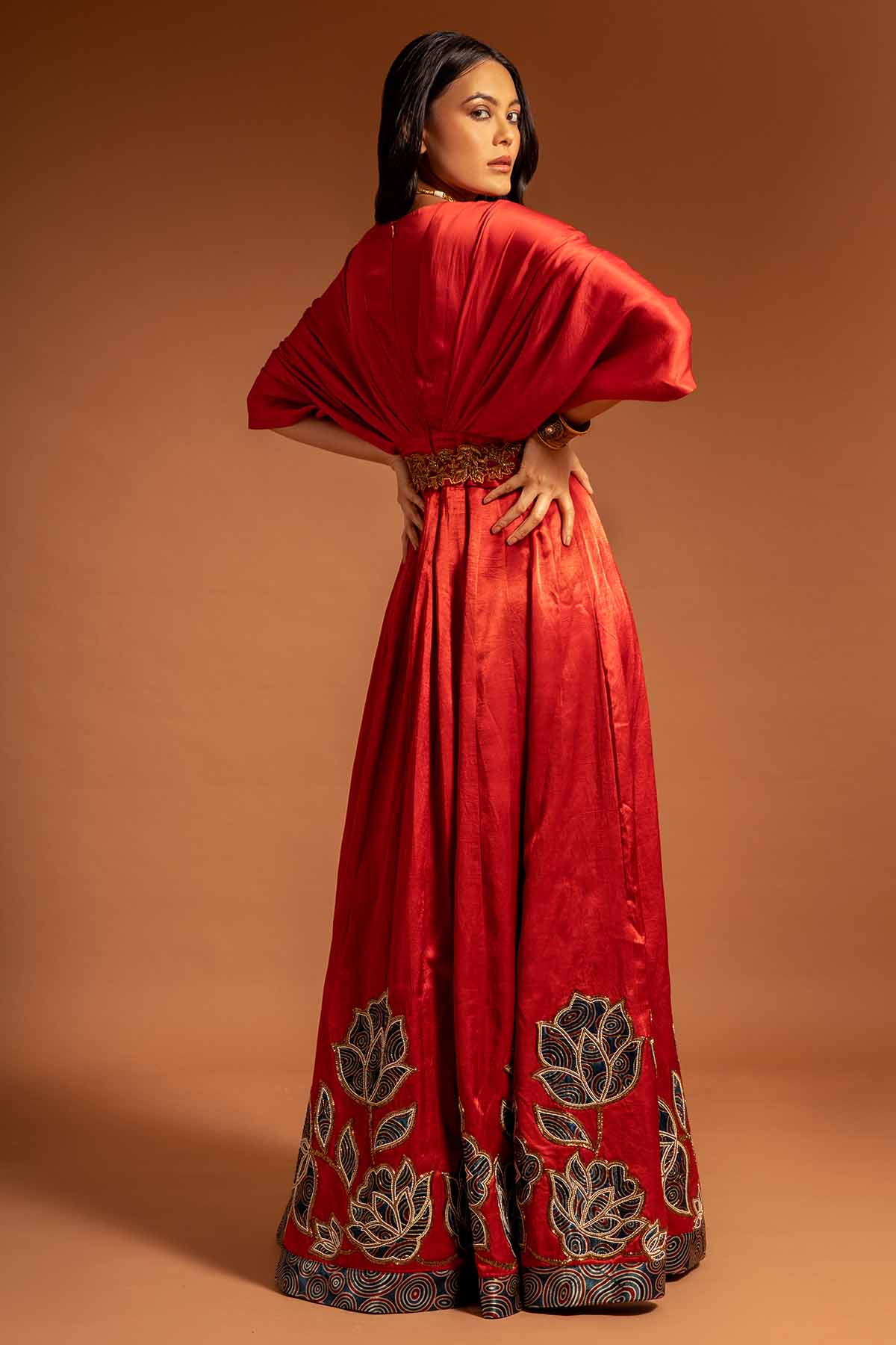 Red Zardosi Embroidered Gown