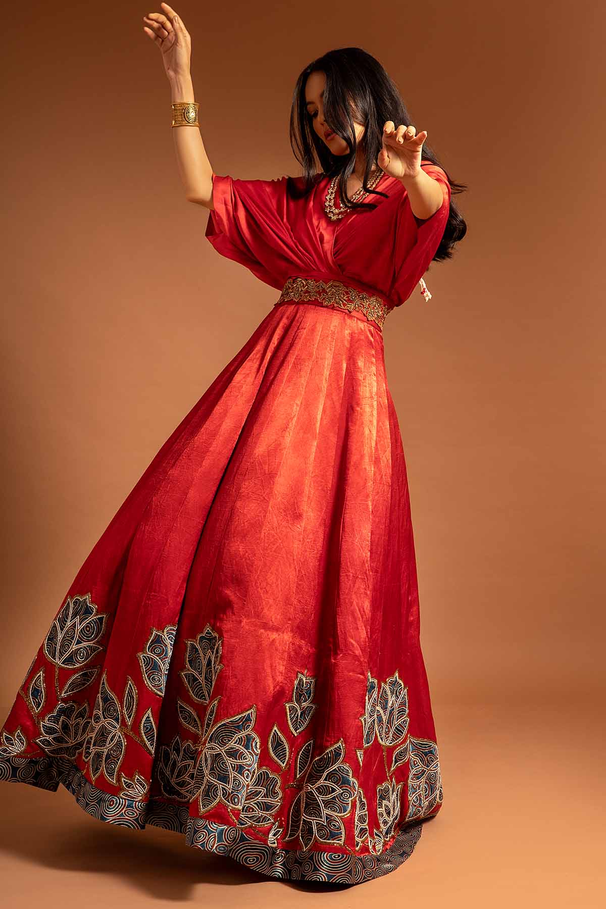 Red Zardosi Embroidered Gown