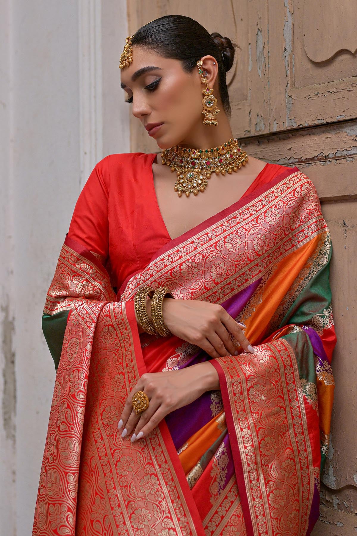 Red Zari Banarasi Silk Saree