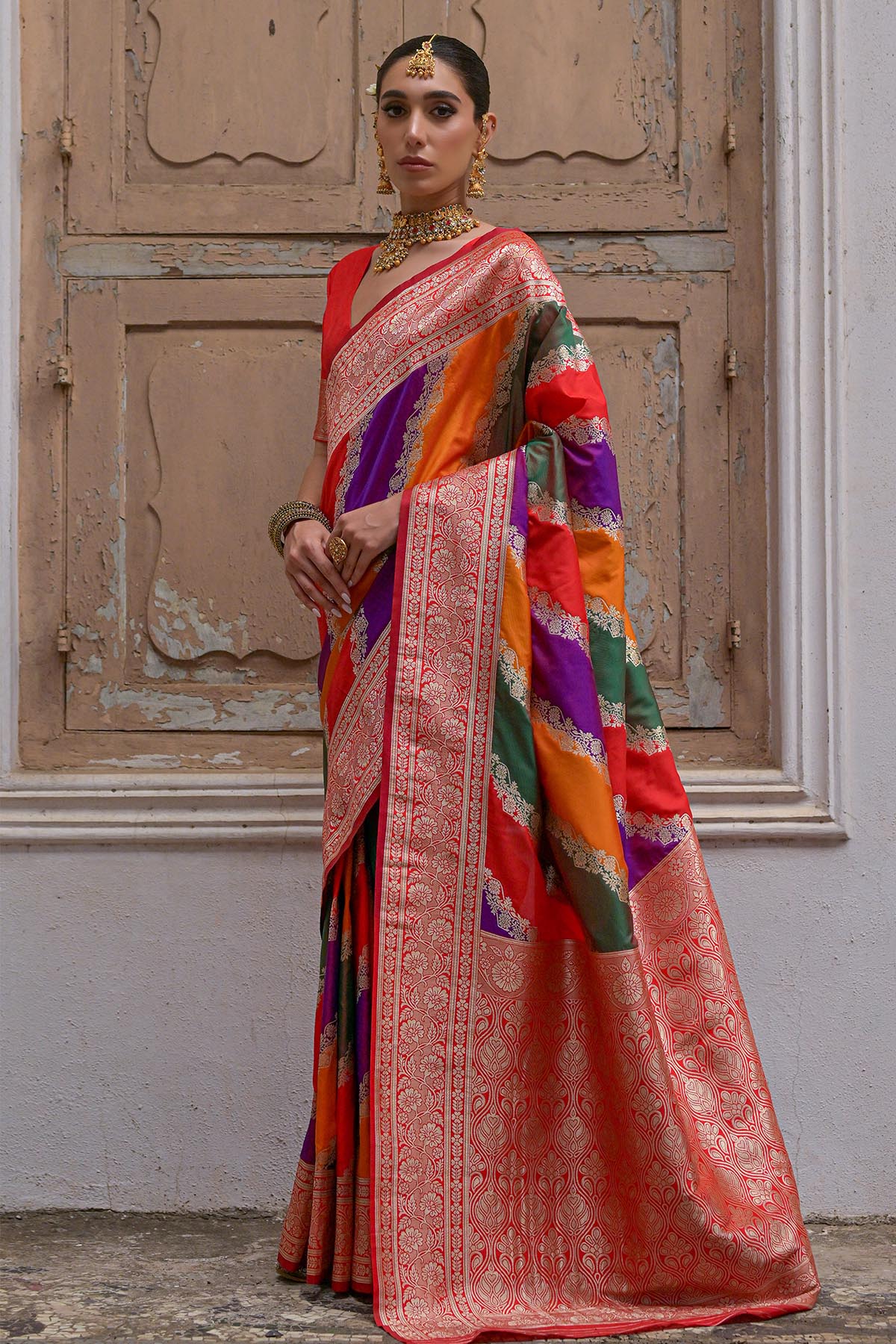 Red Zari Banarasi Silk Saree