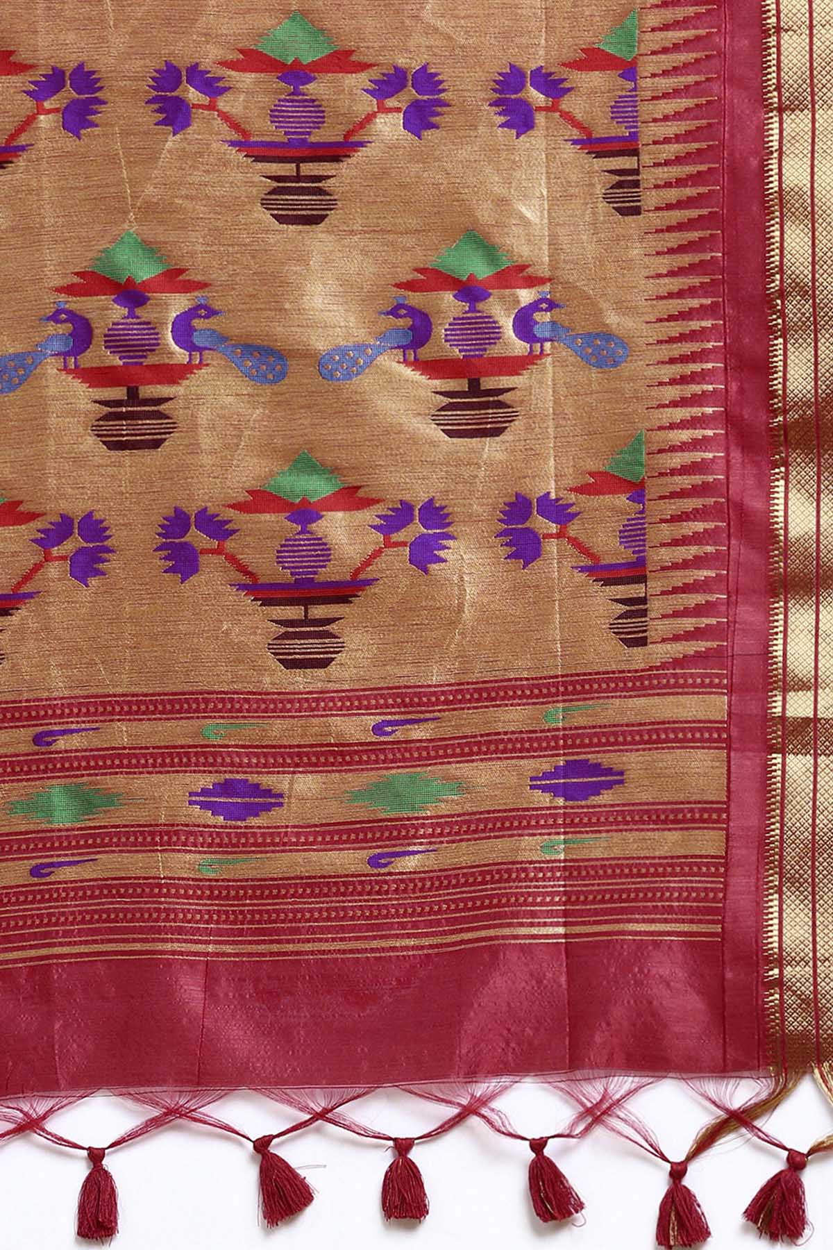 Red Zari Bandhni Design Saree