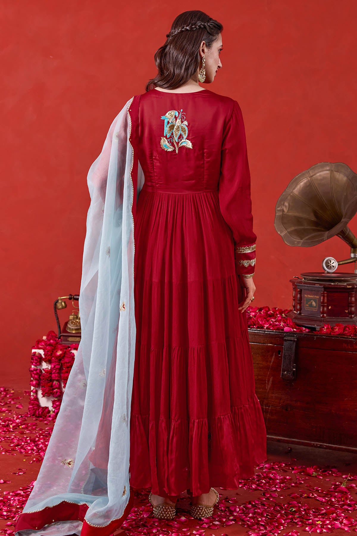 Red Zari Detailing Angrakha Set