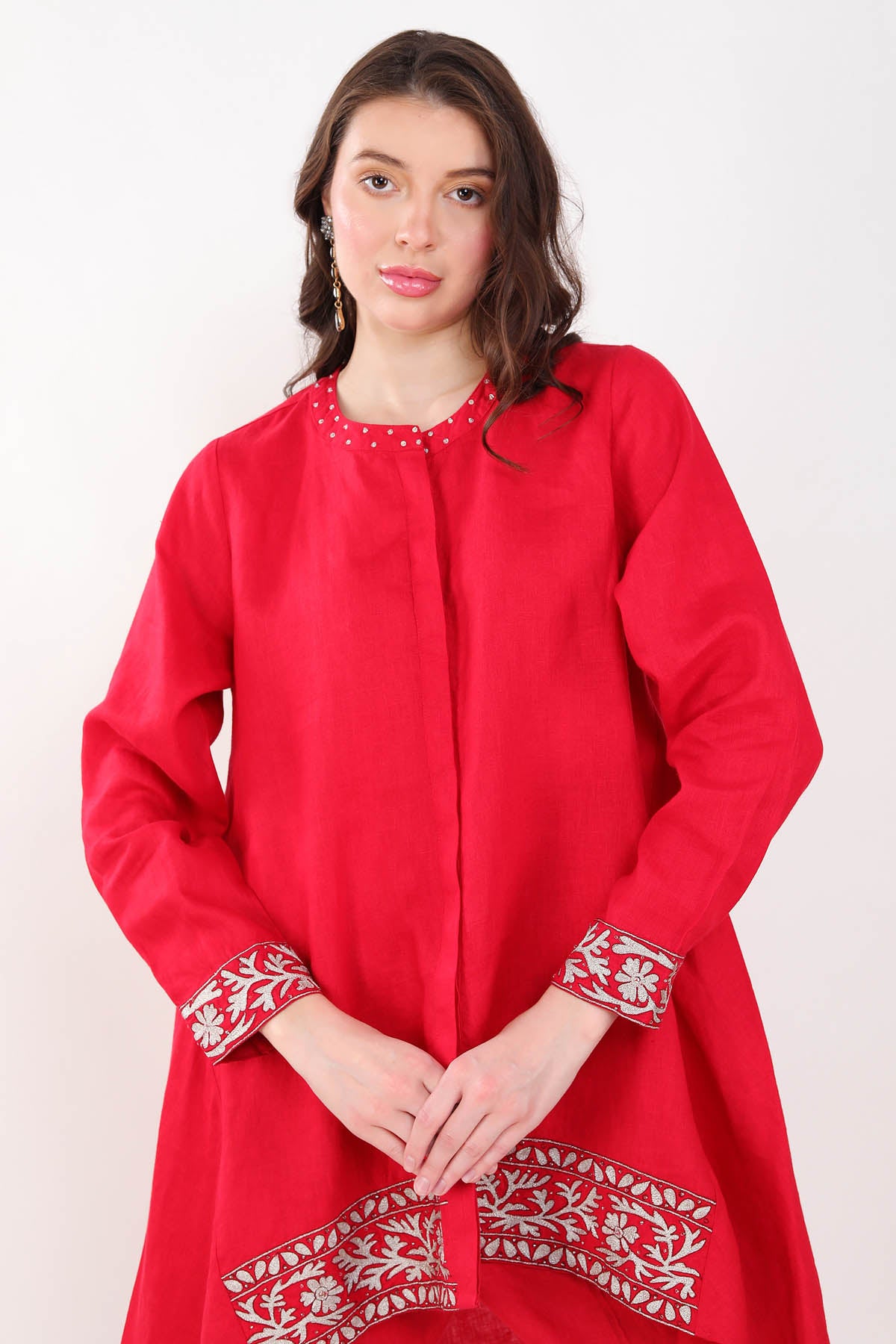 Red Zari Embroidered Co-ord set