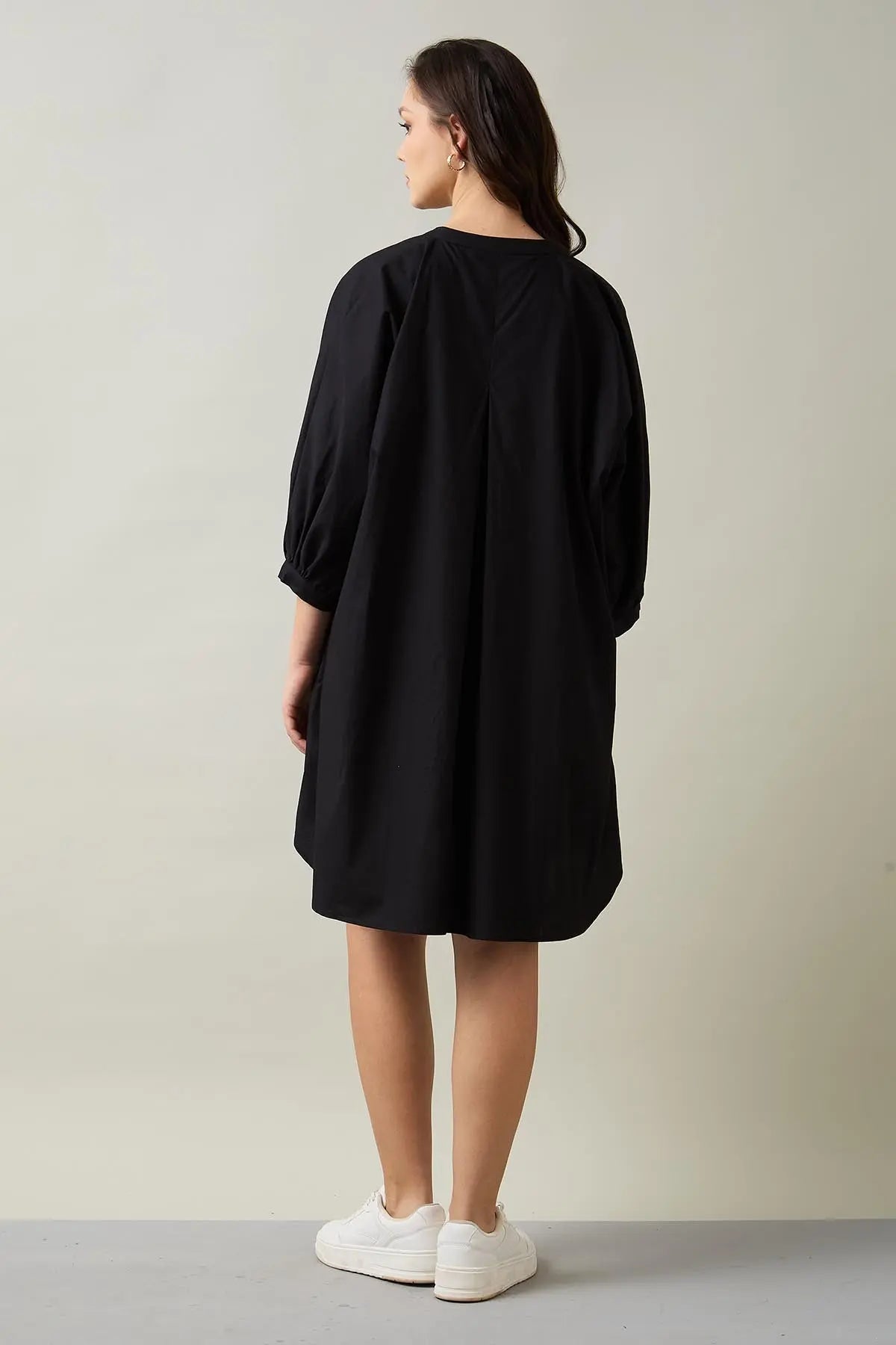 Relaxed Black Shirt Style Dress