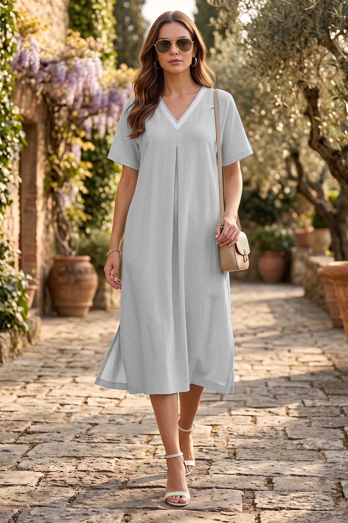 Relaxed Fit Chalk Midi Dress