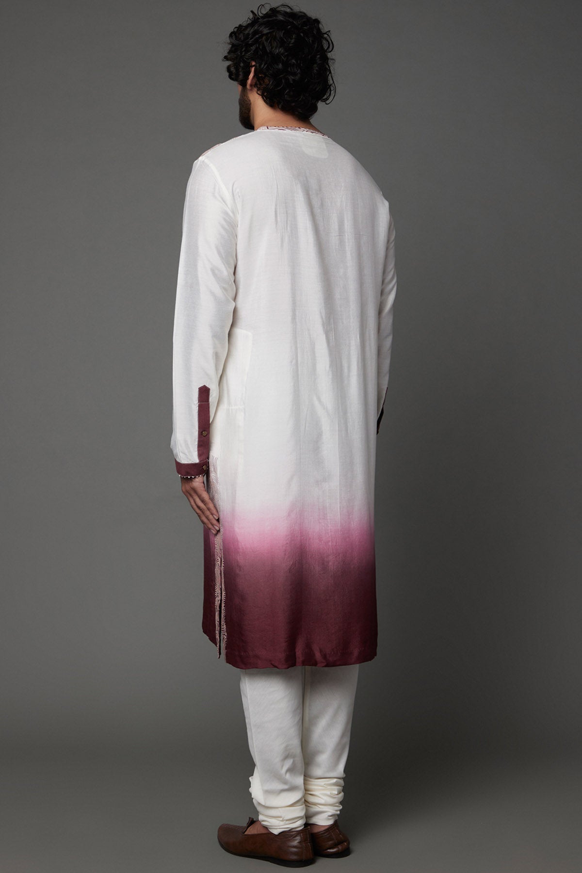 White Ombre Silk Kurta Set
