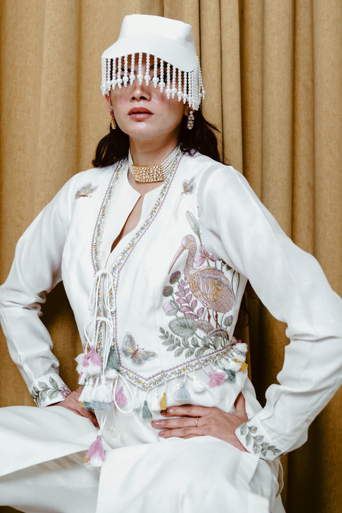 Ivory Resham Chanderi Kurta set