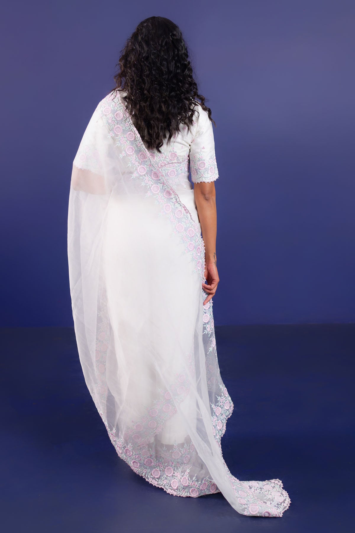 Resham Embroidered Saree Set