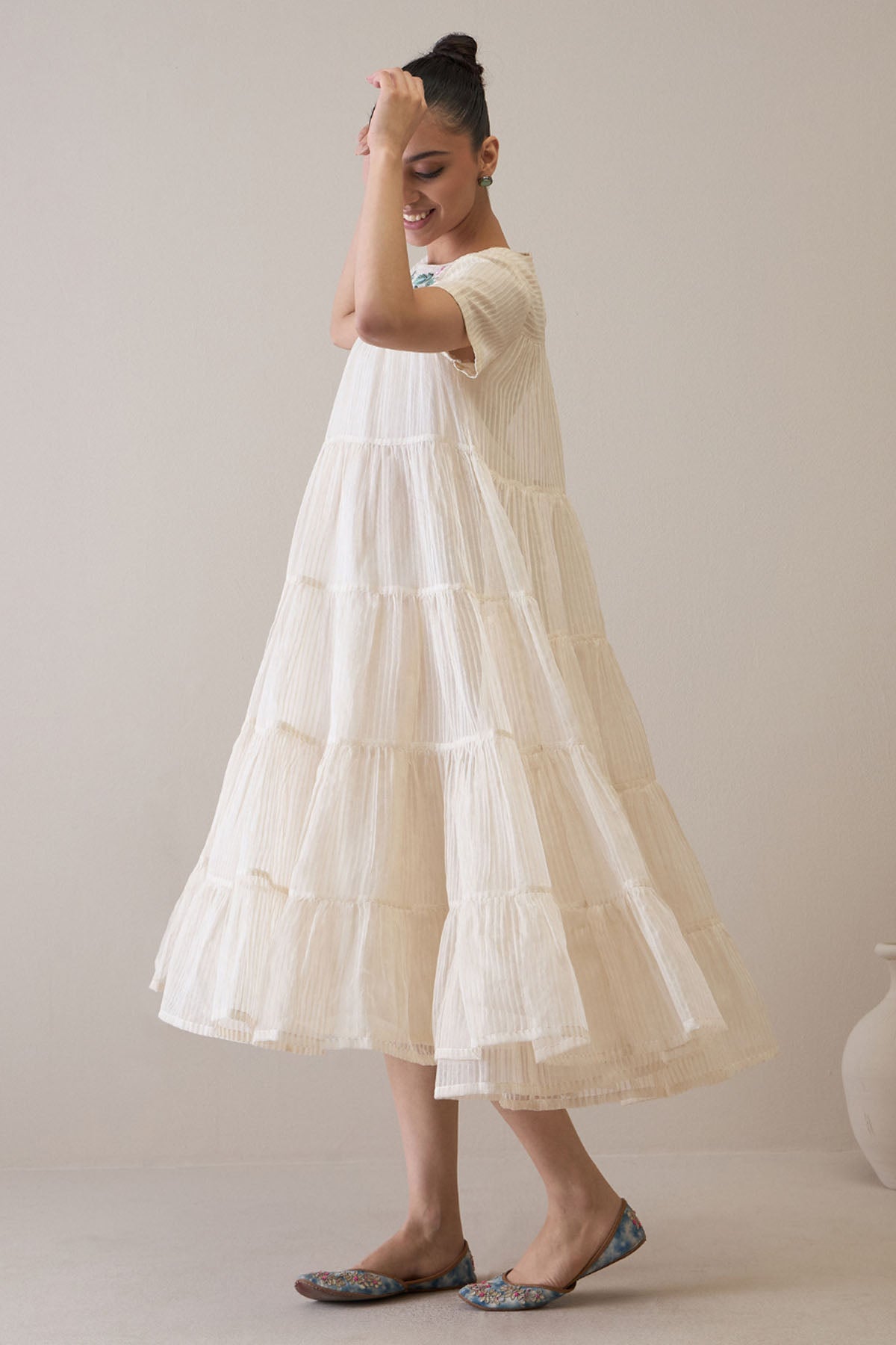 Resham Embroidered Ivory Dress