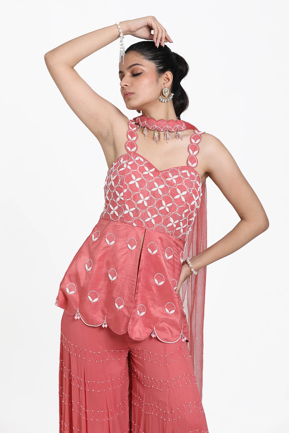 Resham Work Pink Sharara Set