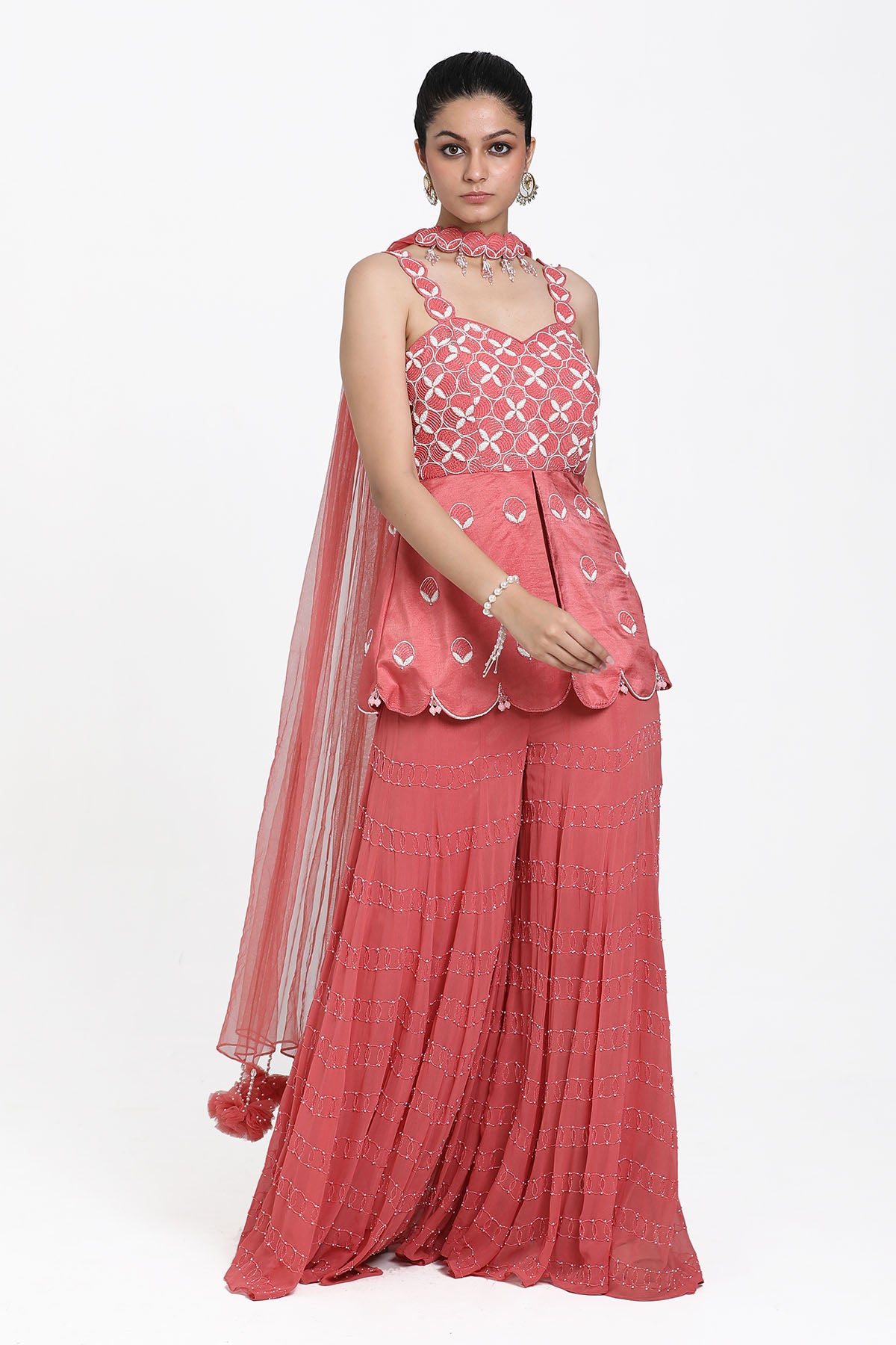 Resham Work Pink Sharara Set