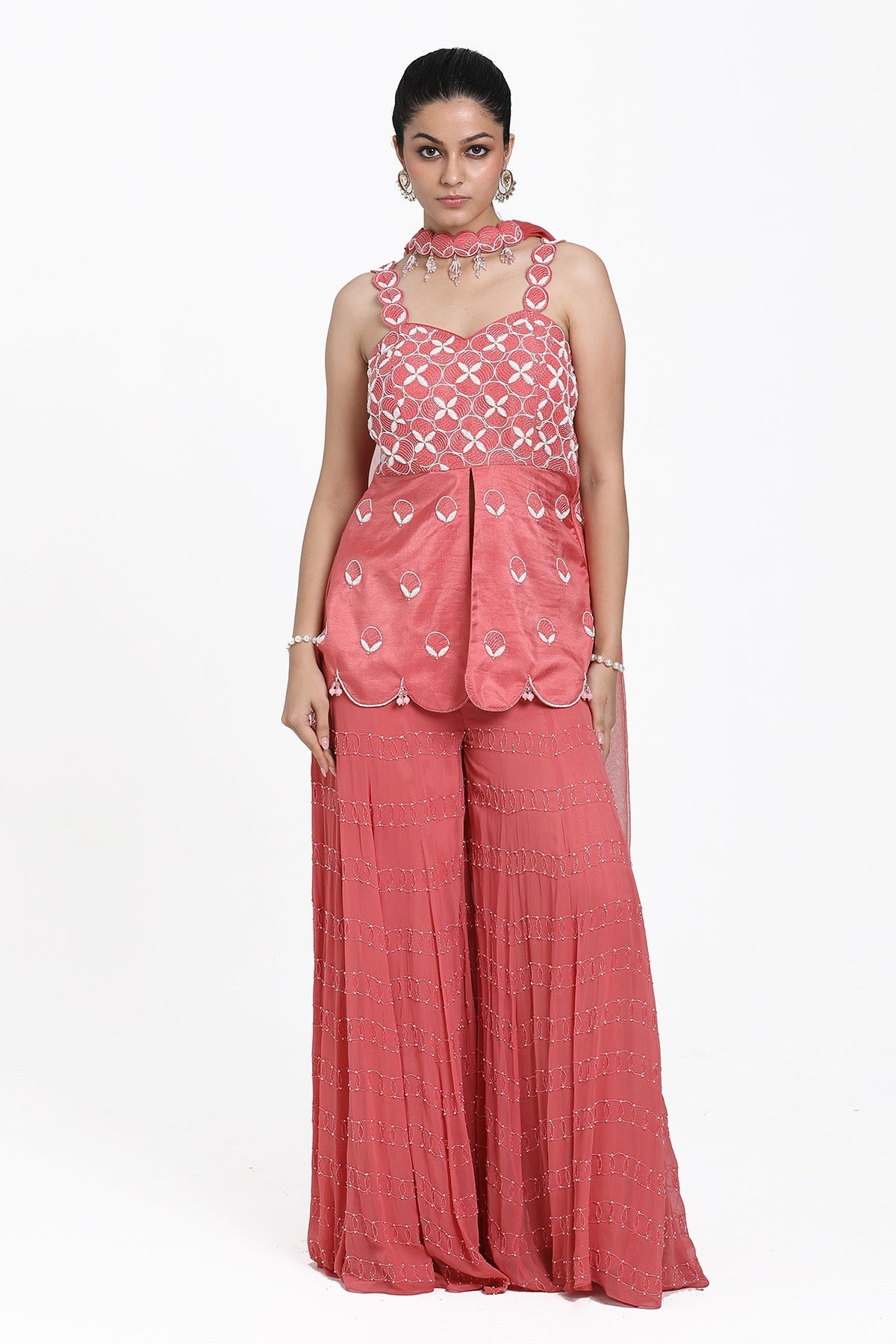 Buy Resham Work Pink Sharara Set by Nitisha Kashyapi for women online at ScrollnShops