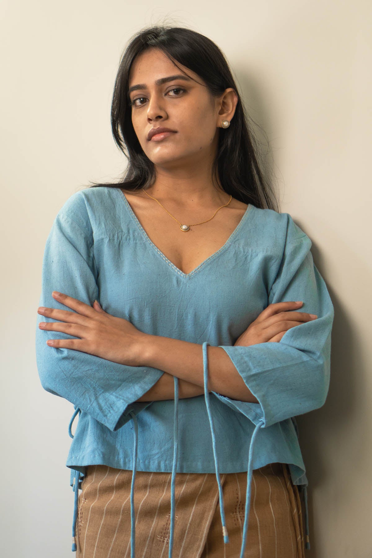 Reversible Cotton Ruched Top